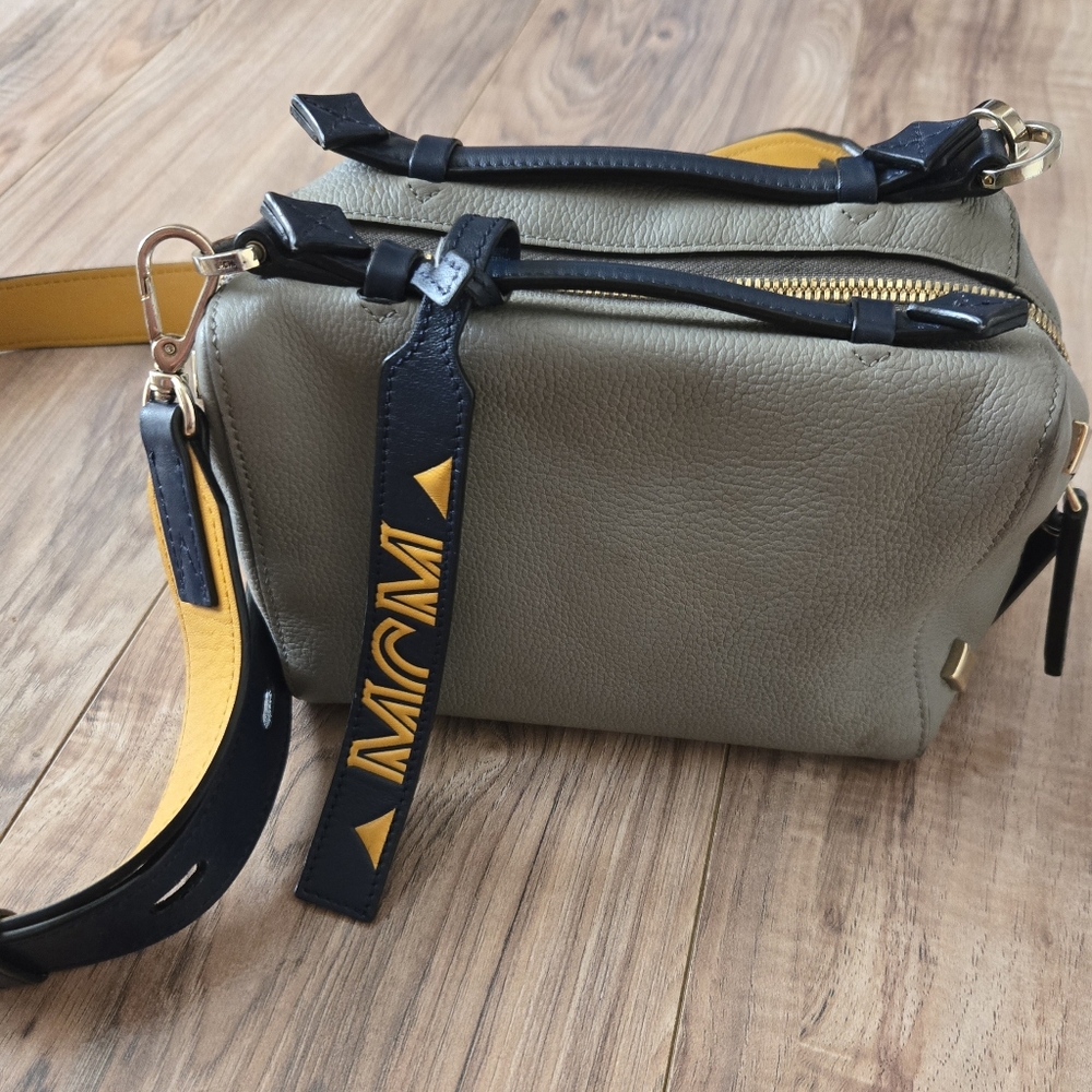 MCM Milano Boston Shoulder Camera Bag Studs Gray